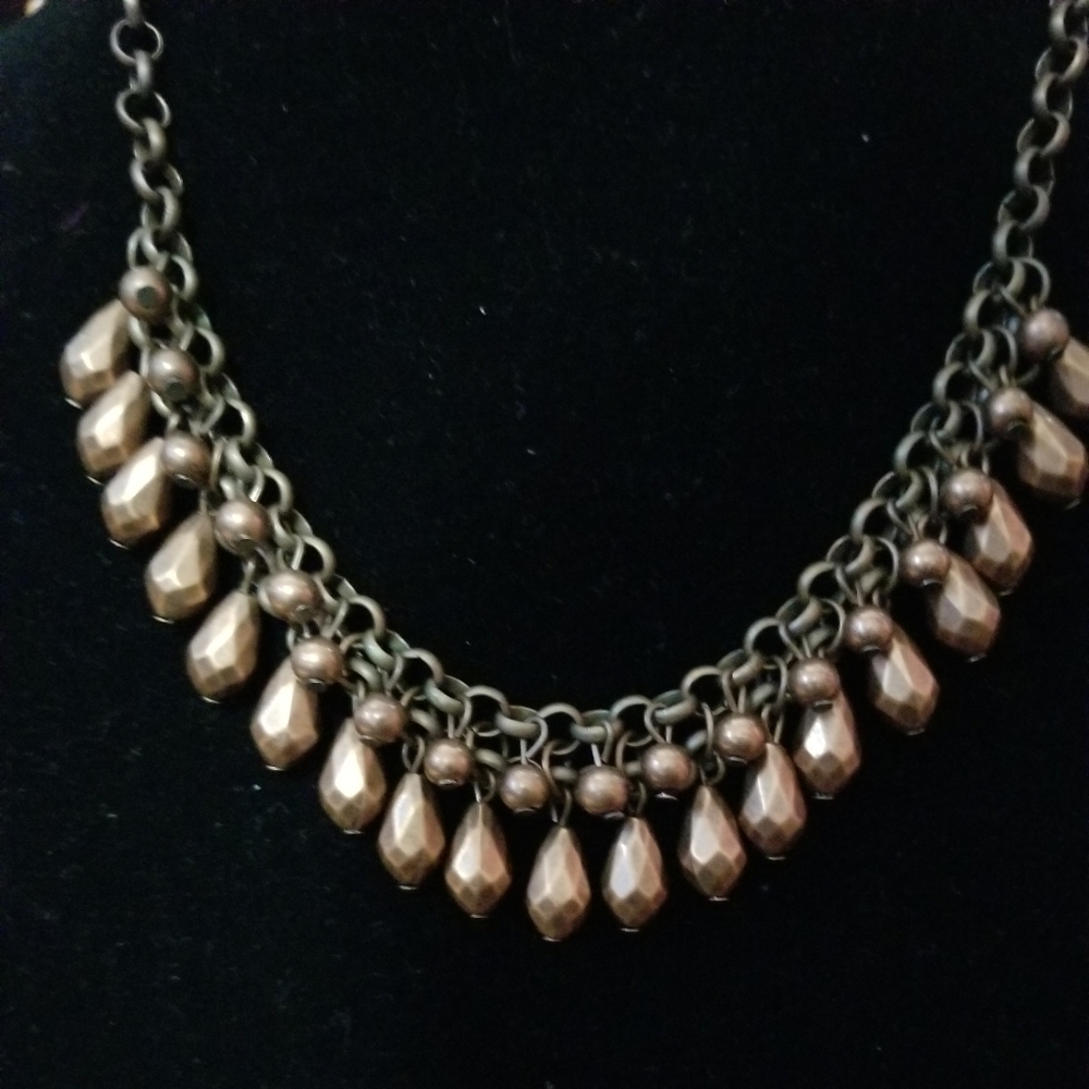 Bronze color beaded short paparazzi necklace